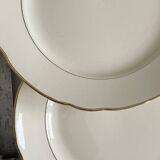 6 beige antique earthenware dinner plates with gold trim by Villeroy and Boch.