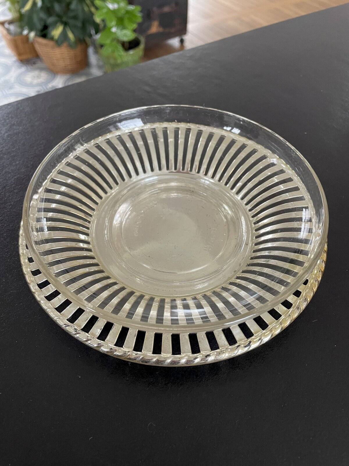 Beurrier ancien Duralex verre et métal
