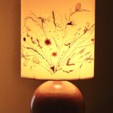 Lampe boule en bois, abat jour avec fleurs séchées