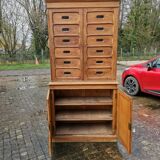 Solid oak store furniture with label door on doors