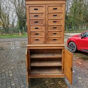 Solid oak store furniture with label door on doors