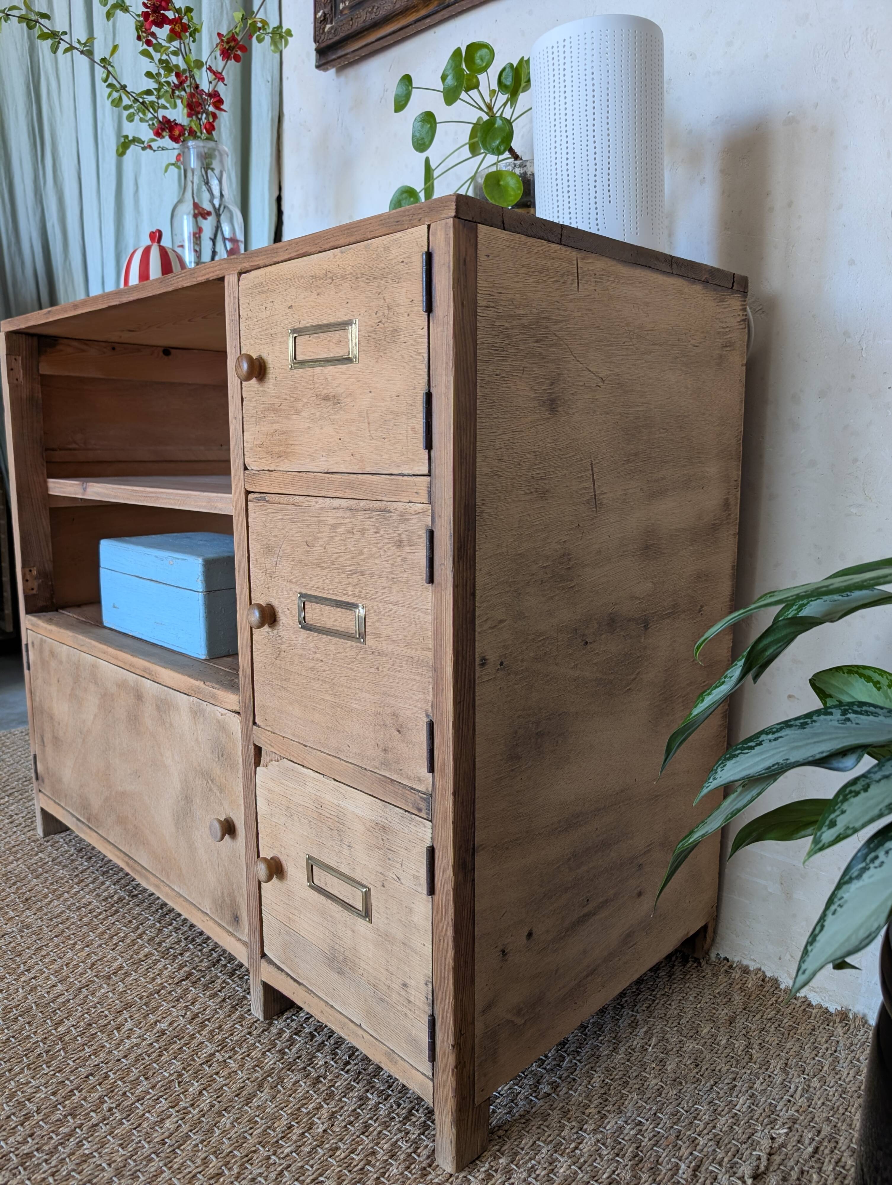Old small workshop furniture made of wood.