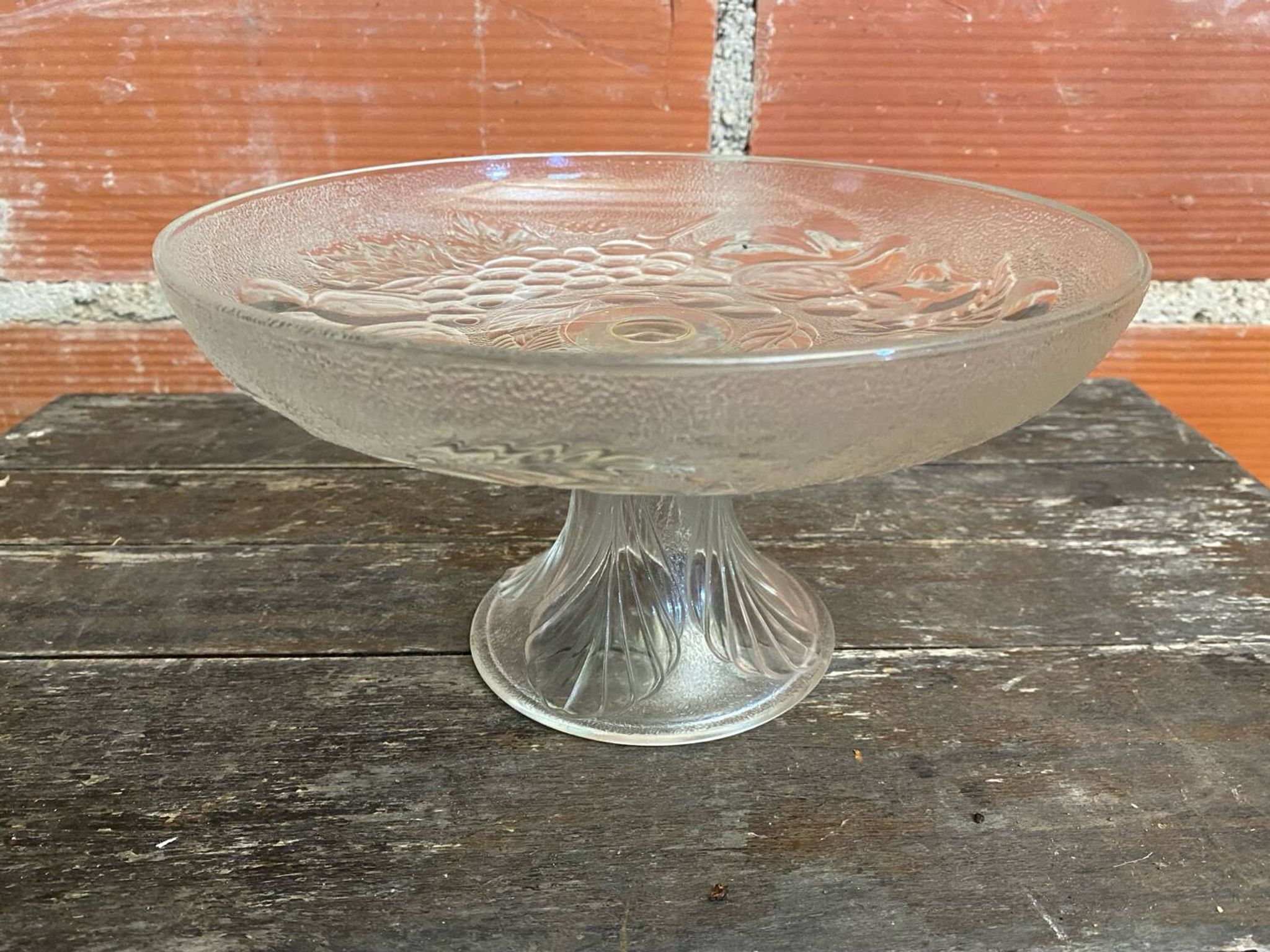 Vintage Fruit Bowl Old Molded Glass Plate Decor Fruits #D657