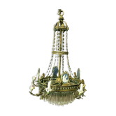 Louis XVI style chandelier in bronze and crystal pendants XIX Century