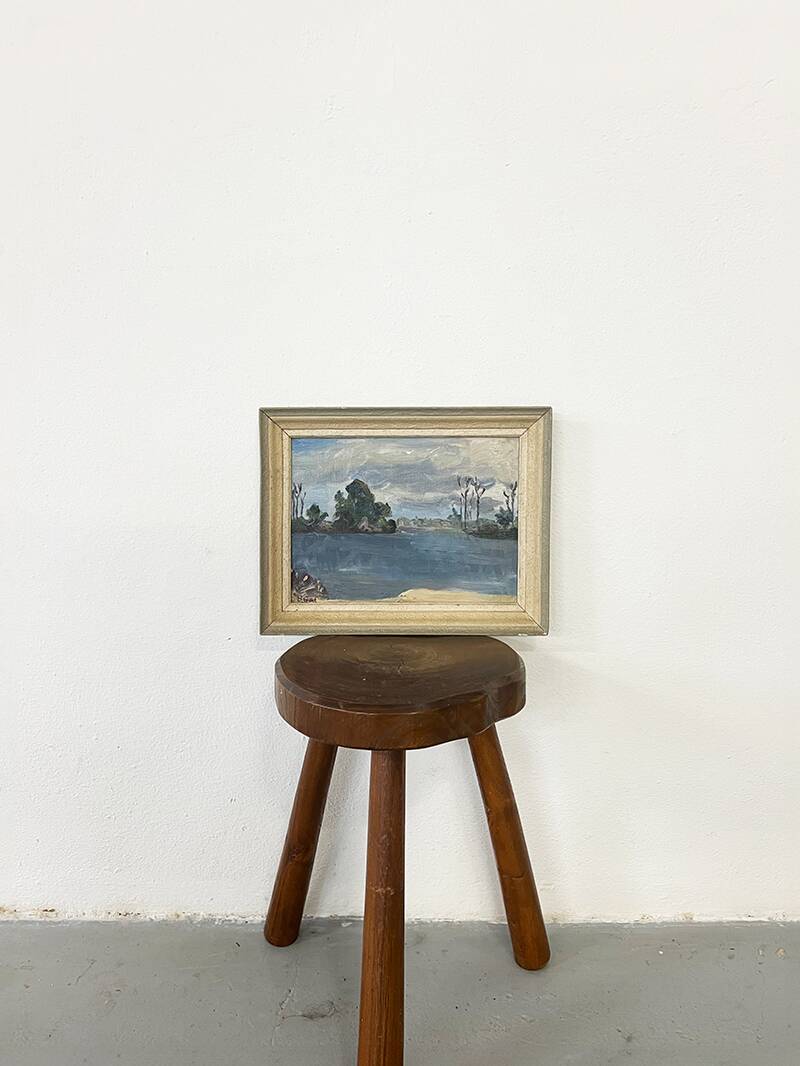 Painting “Lake”, B.Gillet, Oil on strong cardboard