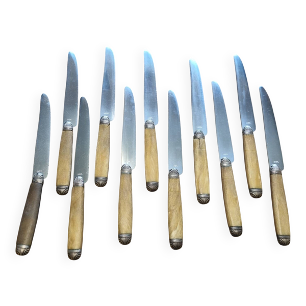 11 couteaux corne & argent de 1940