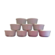 Lot of 9 pleated ramekins in white porcelain