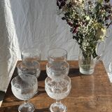 5 vintage fruit pattern glass ice cream cups