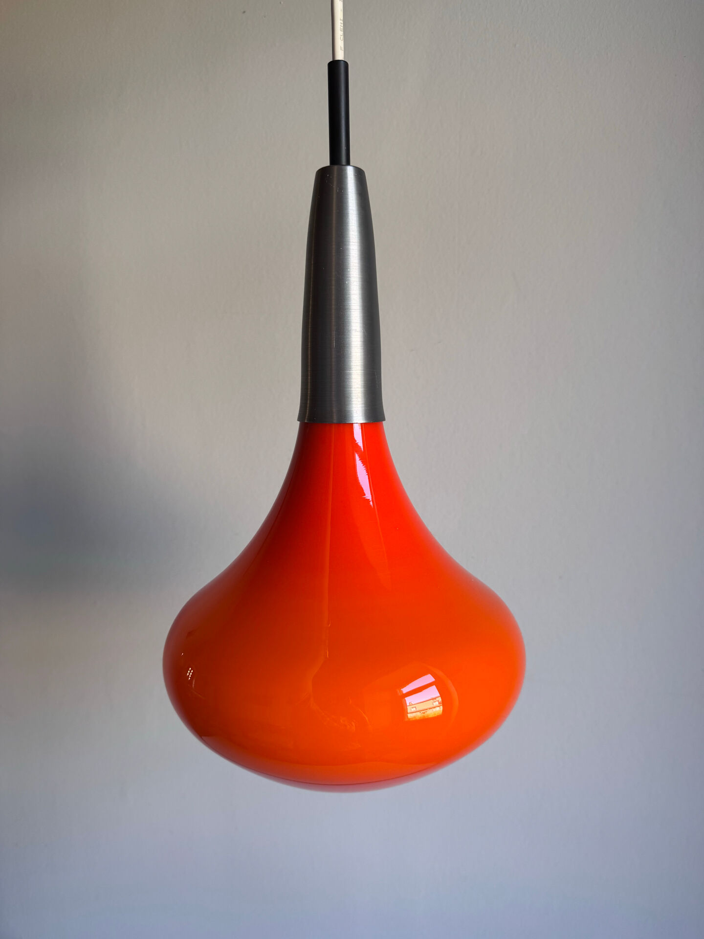 Orange opaline drop-shaped pendant