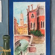 Still life with wine and painting, signed