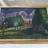 Old signed painting Oil on canvas dimensions: height -63cm- width -81 cm-