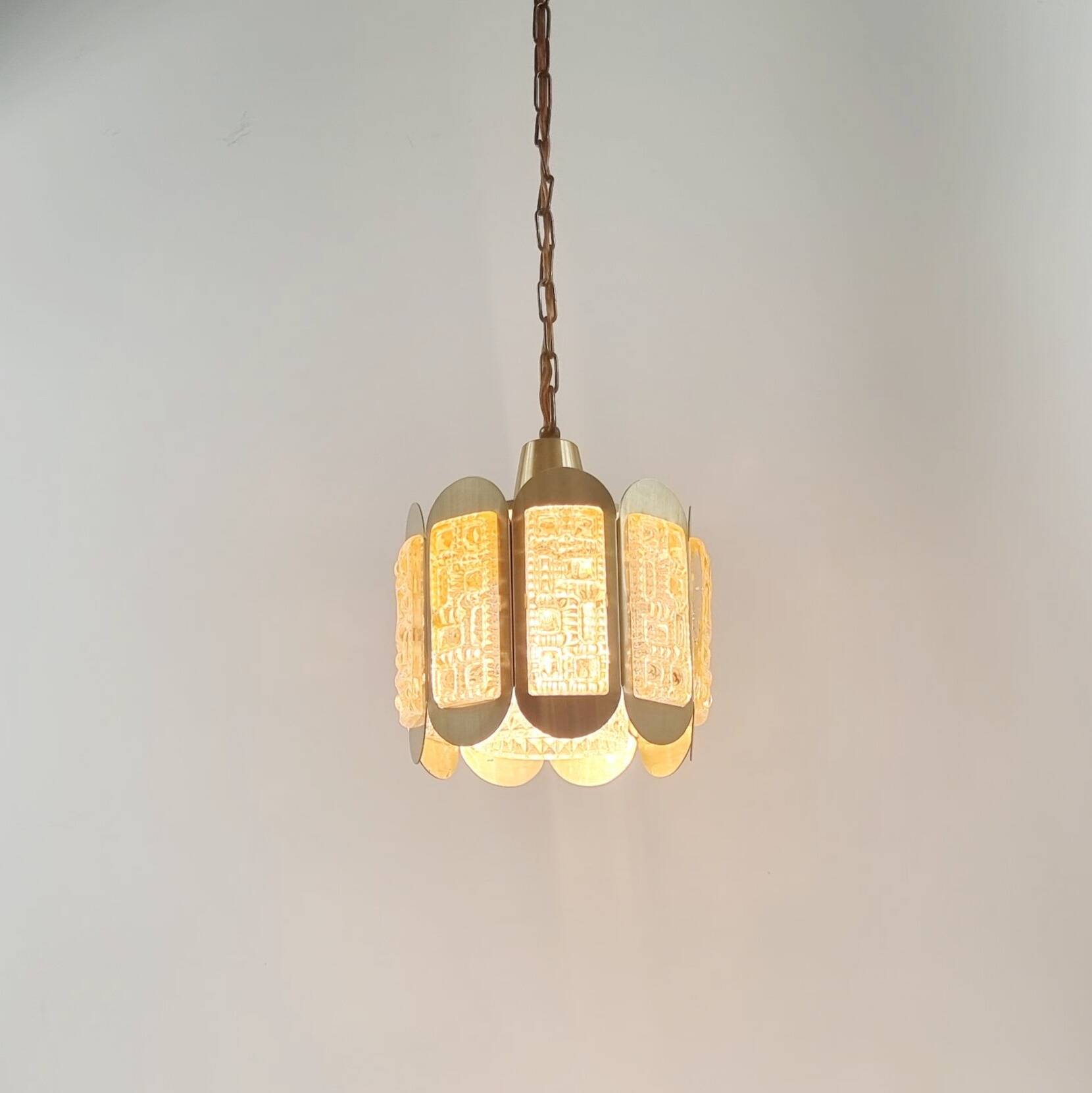 Mid-Century Scandinavian Glass Ceiling Light from Vitrika, Denmark, 1960s