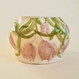 Cache-pot fleurs roses