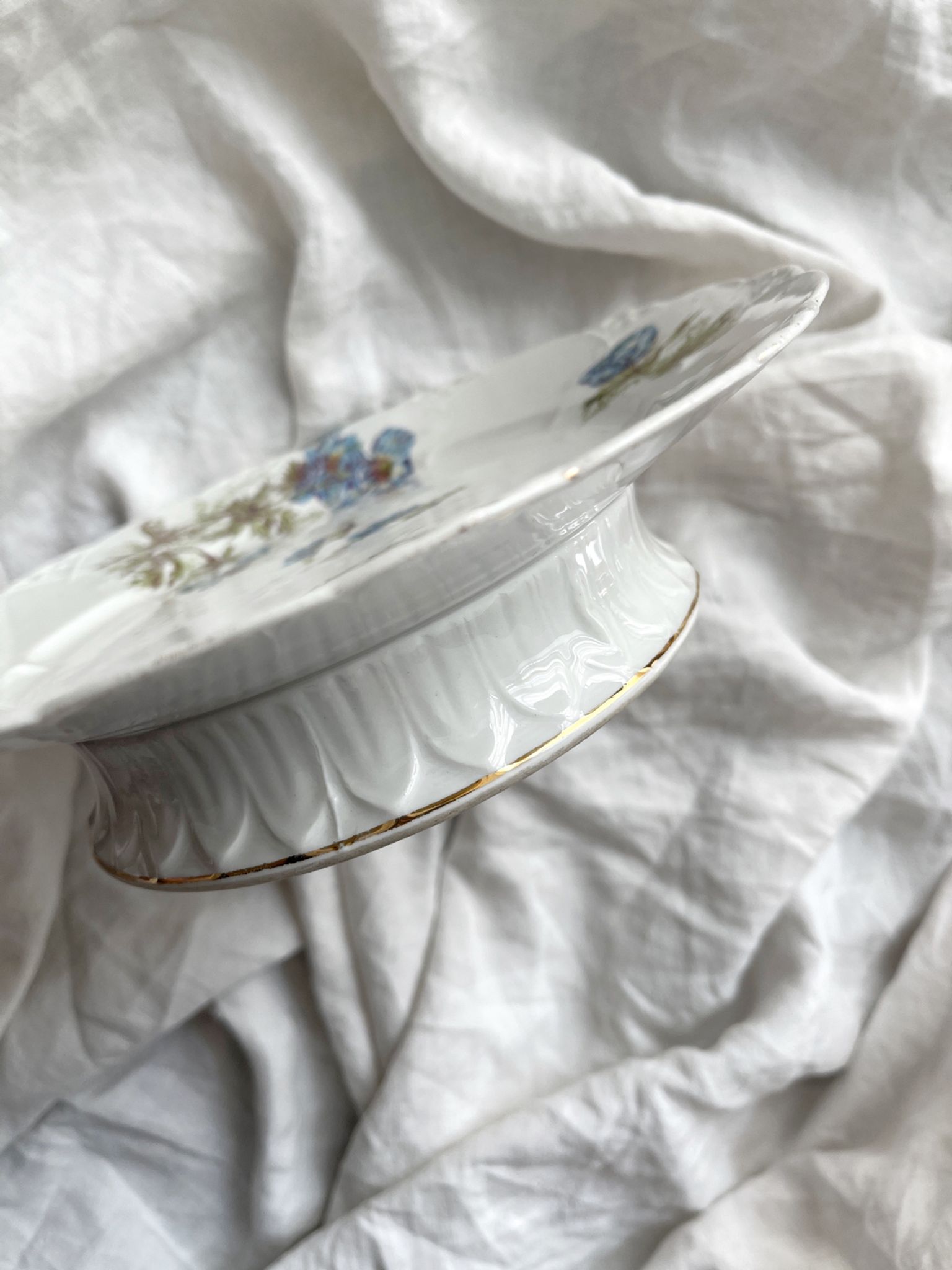 Low Limoges porcelain compote dish