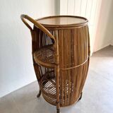 Vintage Bar Sports in bamboo and wicker bar cart, 1970s