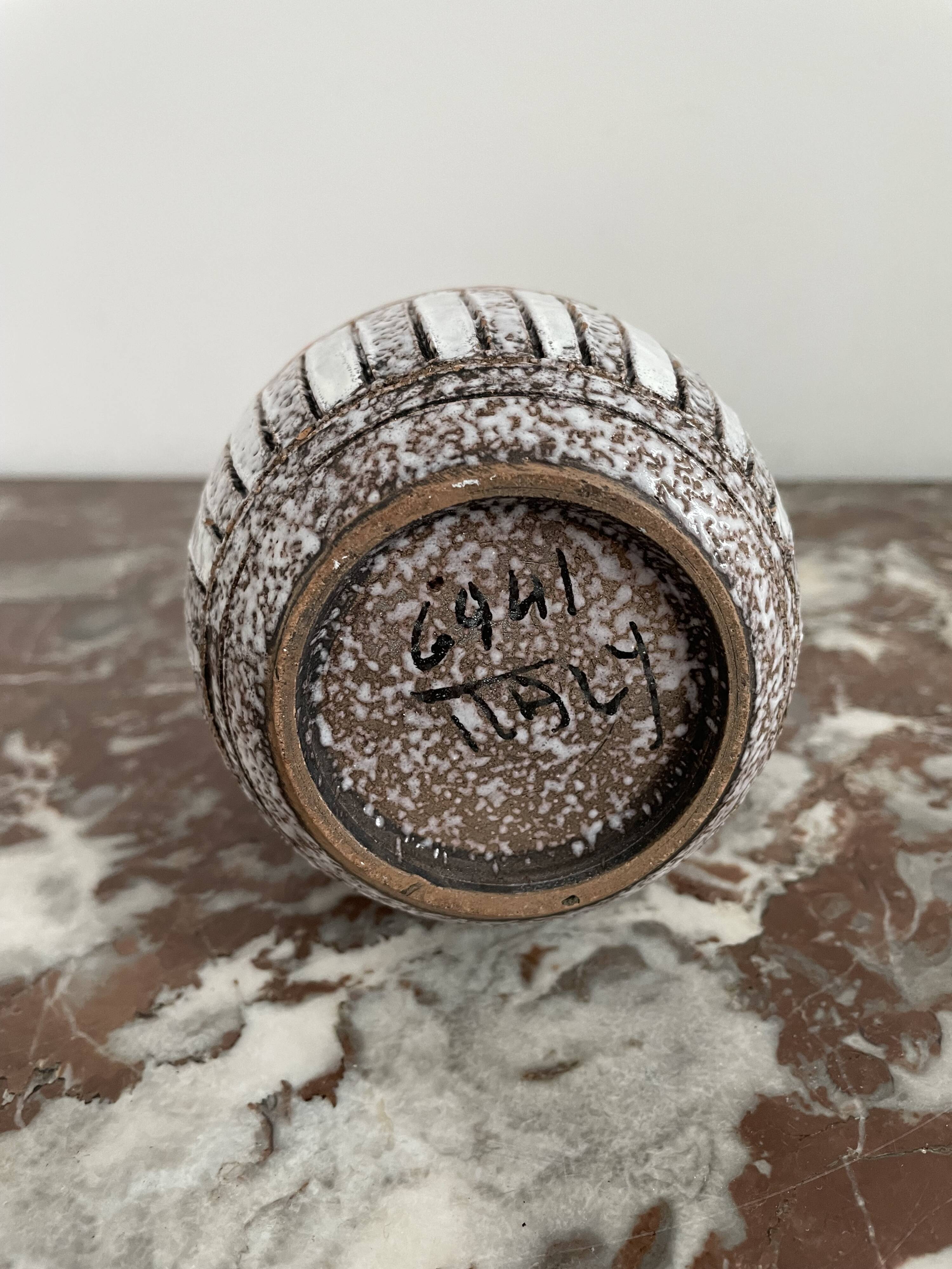 Vintage, vase, Fratelli Fanciullacci sgraffito, 50s, orange, leaf decoration, signed, numbered