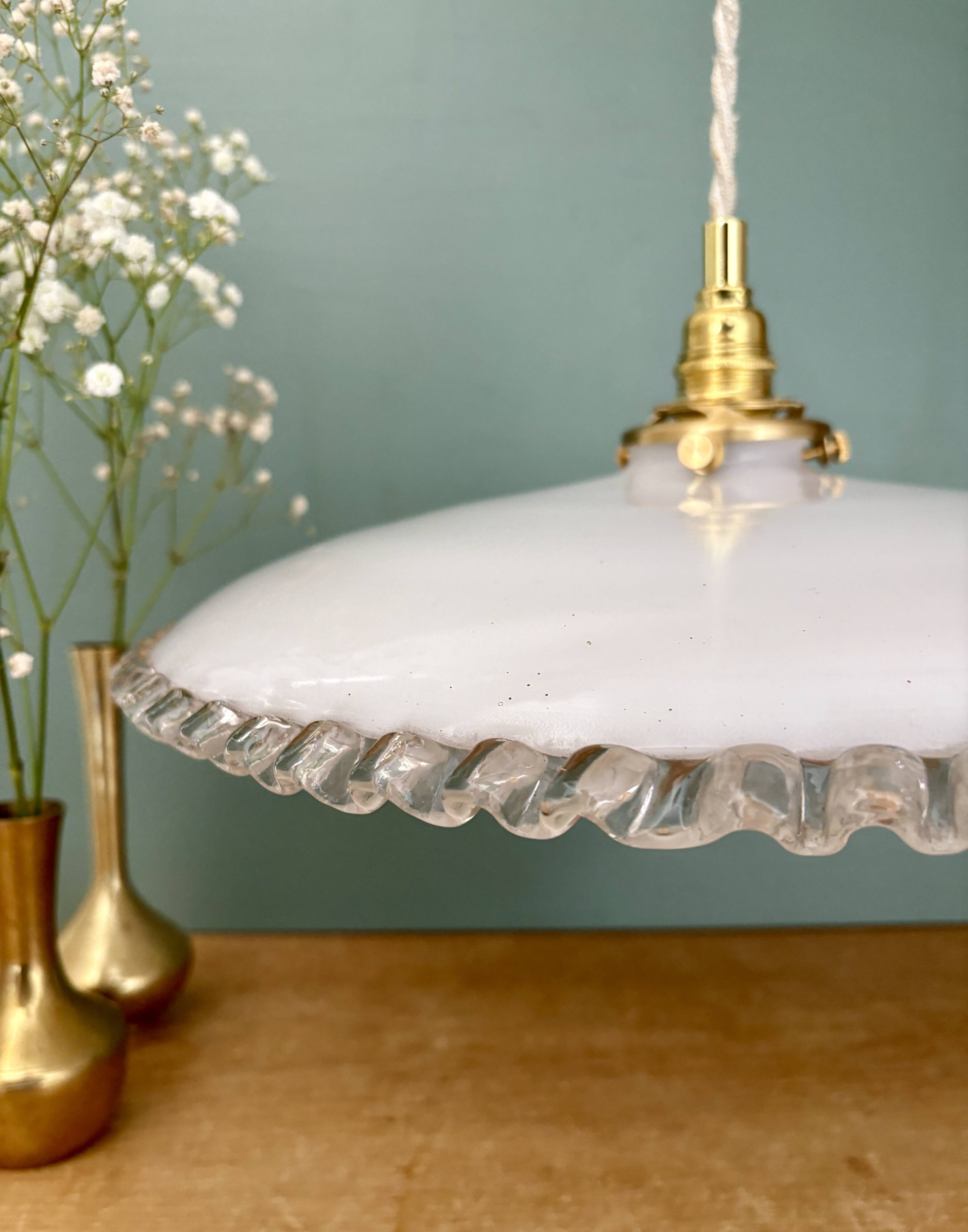 XXL vintage opaline lampshade pendant light