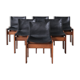 6 "Monk" dining chairs by Afra and Tobia Scarpa for Molenti
