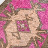 Pink Brown Vintage Runner Rug 94x299Cm