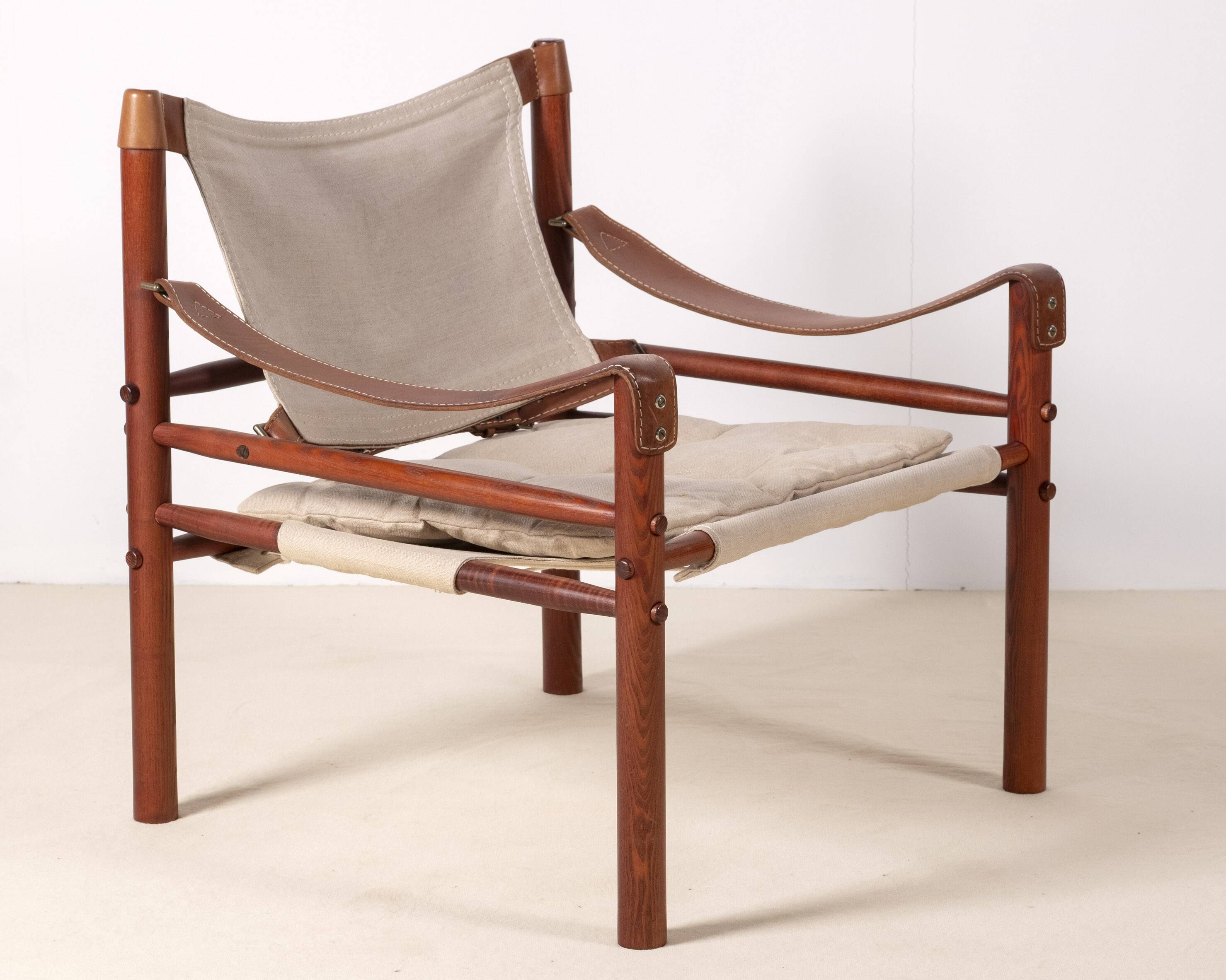 Arne Norell Sirocco Lounge Chair in Ash and Canvas, 1960s Sweden