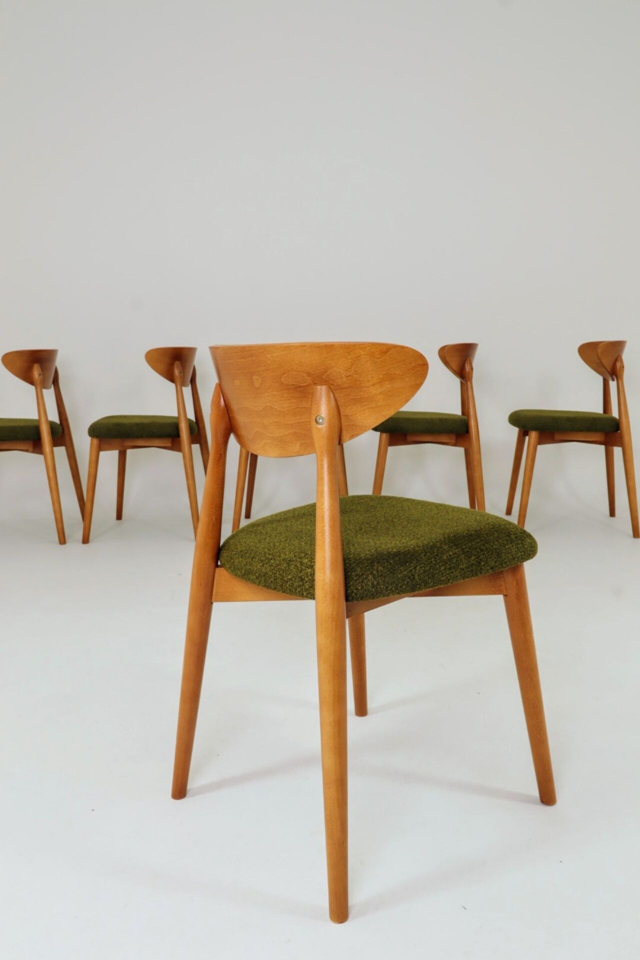 Wild green dining chairs light wood