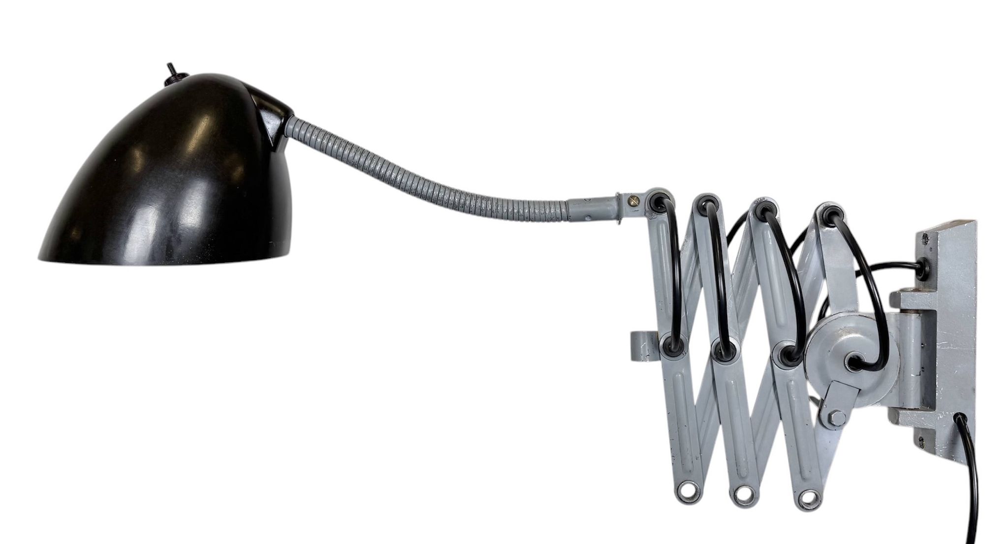 Grey Industrial Scissor Wall Lamp from Elektroinstala, 1960s