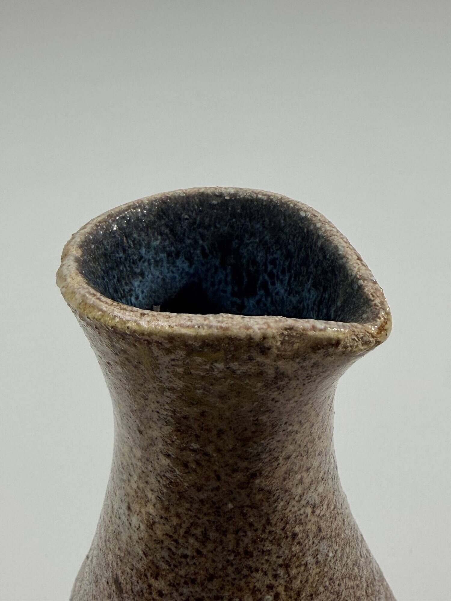 Ceramic jug with a pinched handle, the Potters of Accolay, France circa 1960.