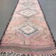 Vintage Turc Tribal Runner 460x83 cm tapis en laine de teinture végétale tribal, fait à la main