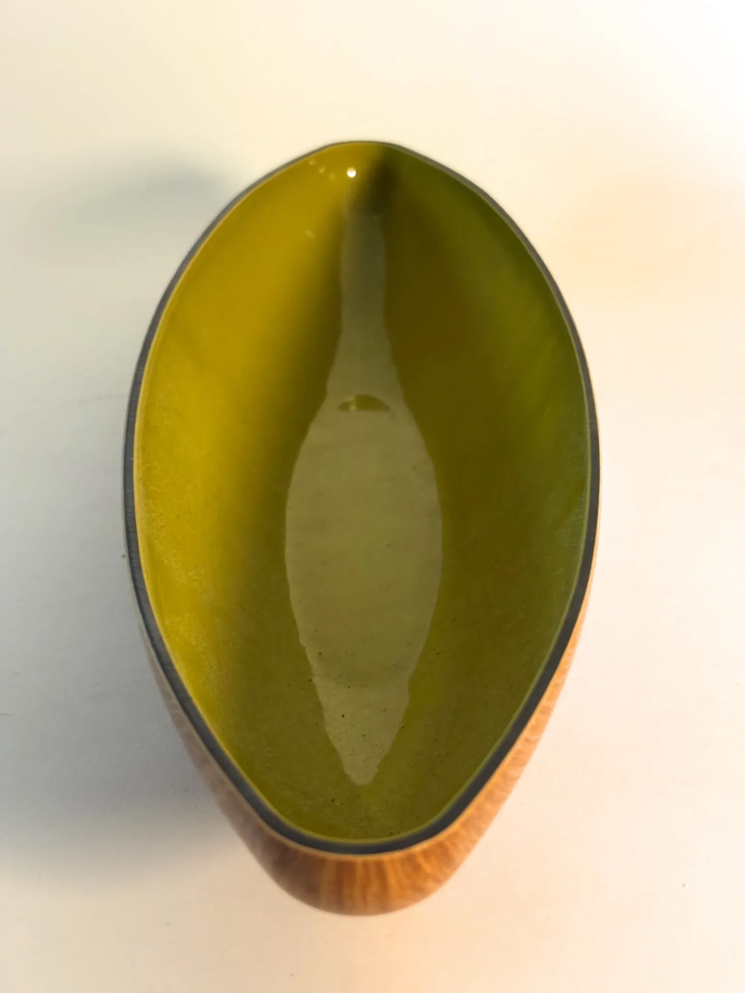 Wood-effect resin catchall tray, Italian design from the 1960s.