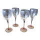 4 Luminarc wine glasses with pink stems