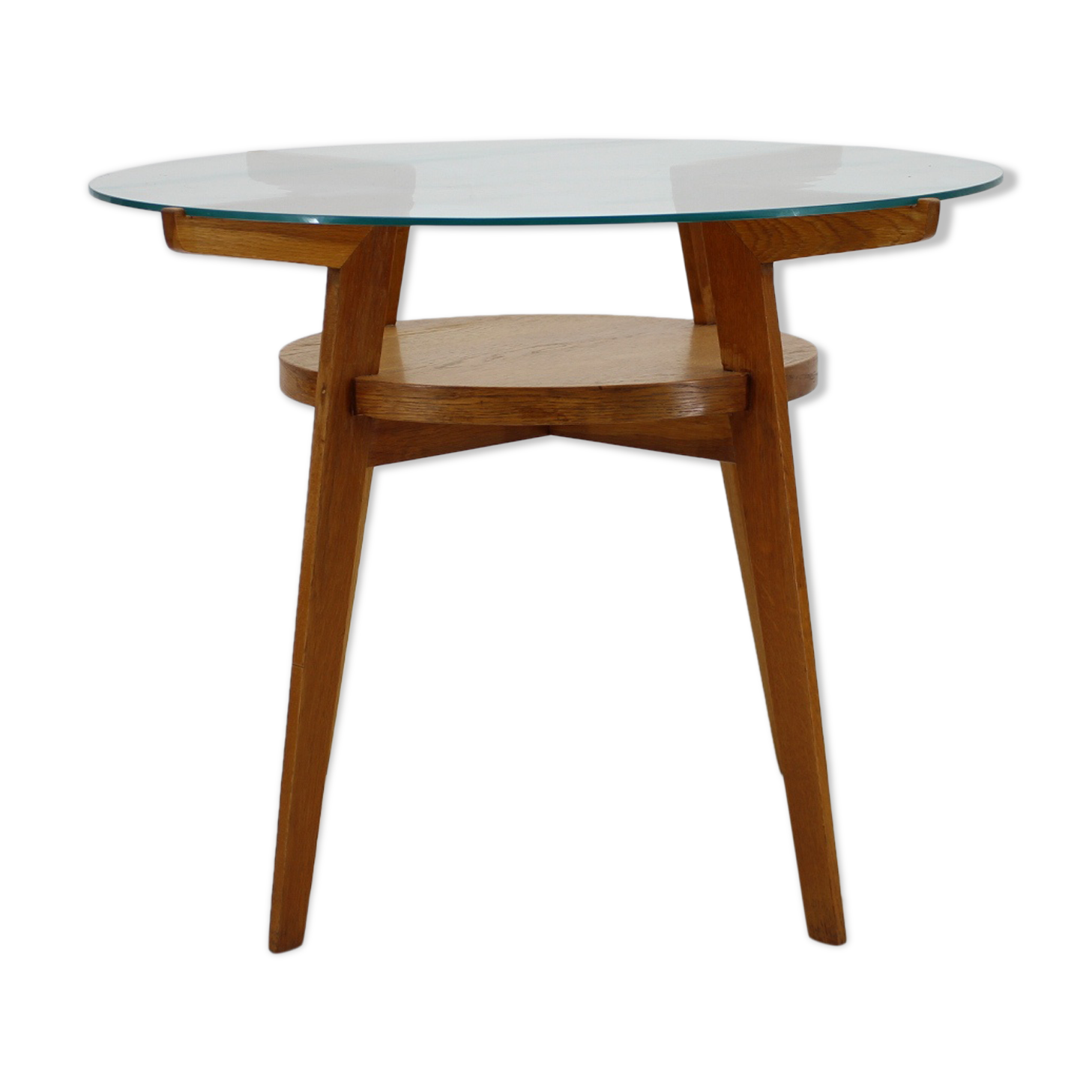 1960s Oak and Glass Coffee Table, Czechoslovakia