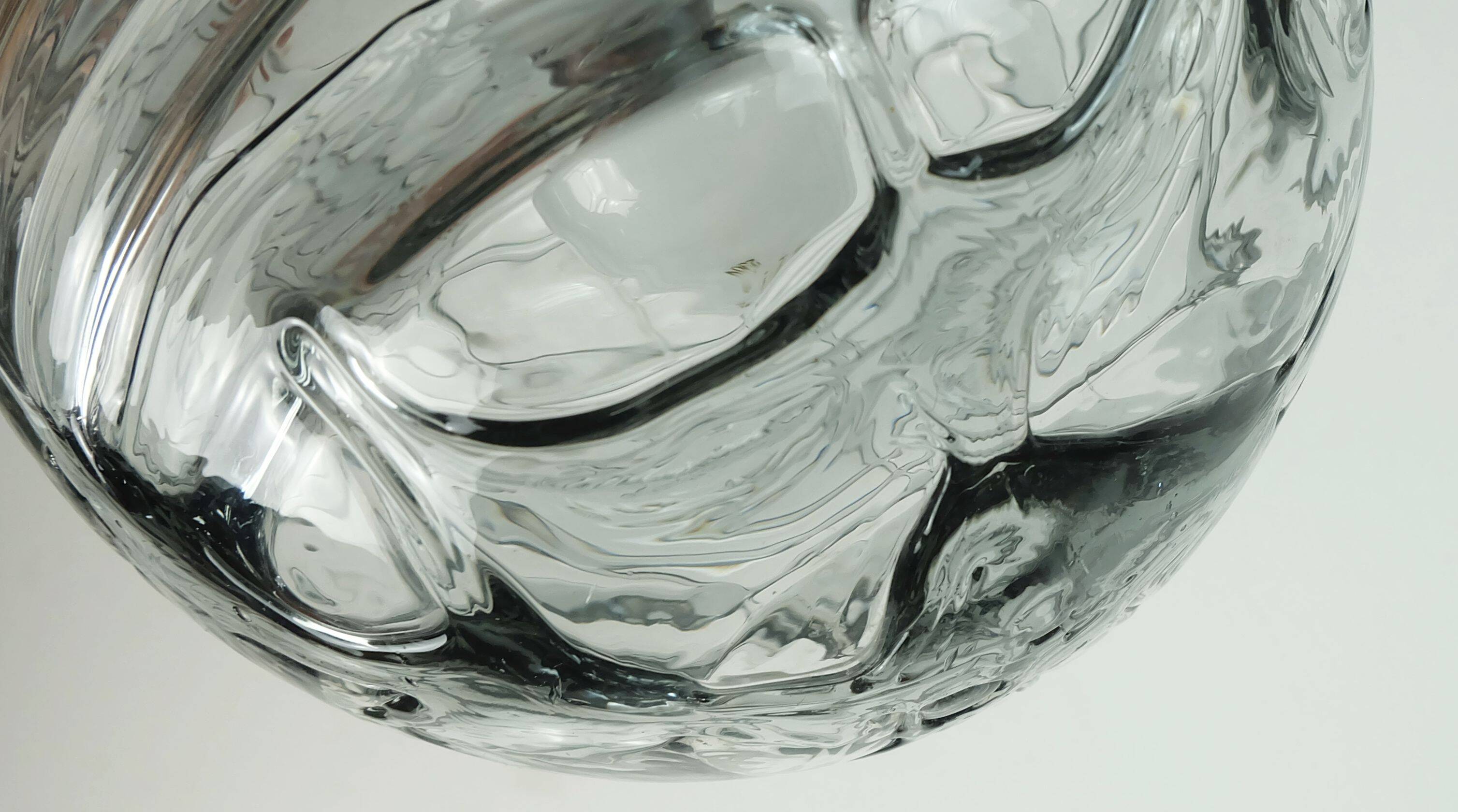 No. 1 of 2 - elegant doria pendant lamp clear and smoke grey glass 60s 70s