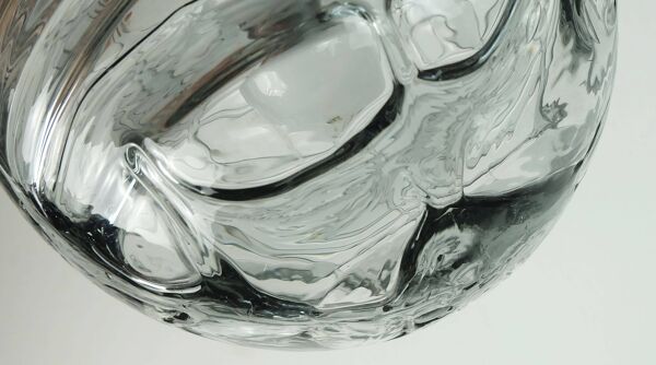 N° 1 sur 2 - élégante lampe suspension doria en verre transparent et gris fumé années 60-70