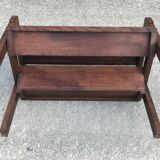 Oak and leather table vintage brutalist design 60s