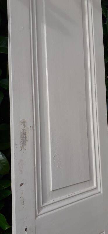 Narrow old paneled molded cupboard door h220x42cm