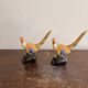 Paire Faisans Barbotine Faïence Art Déco Oiseaux 1930