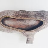 Red ceramic fruit bowl & vintage wood imitation from the 1960s