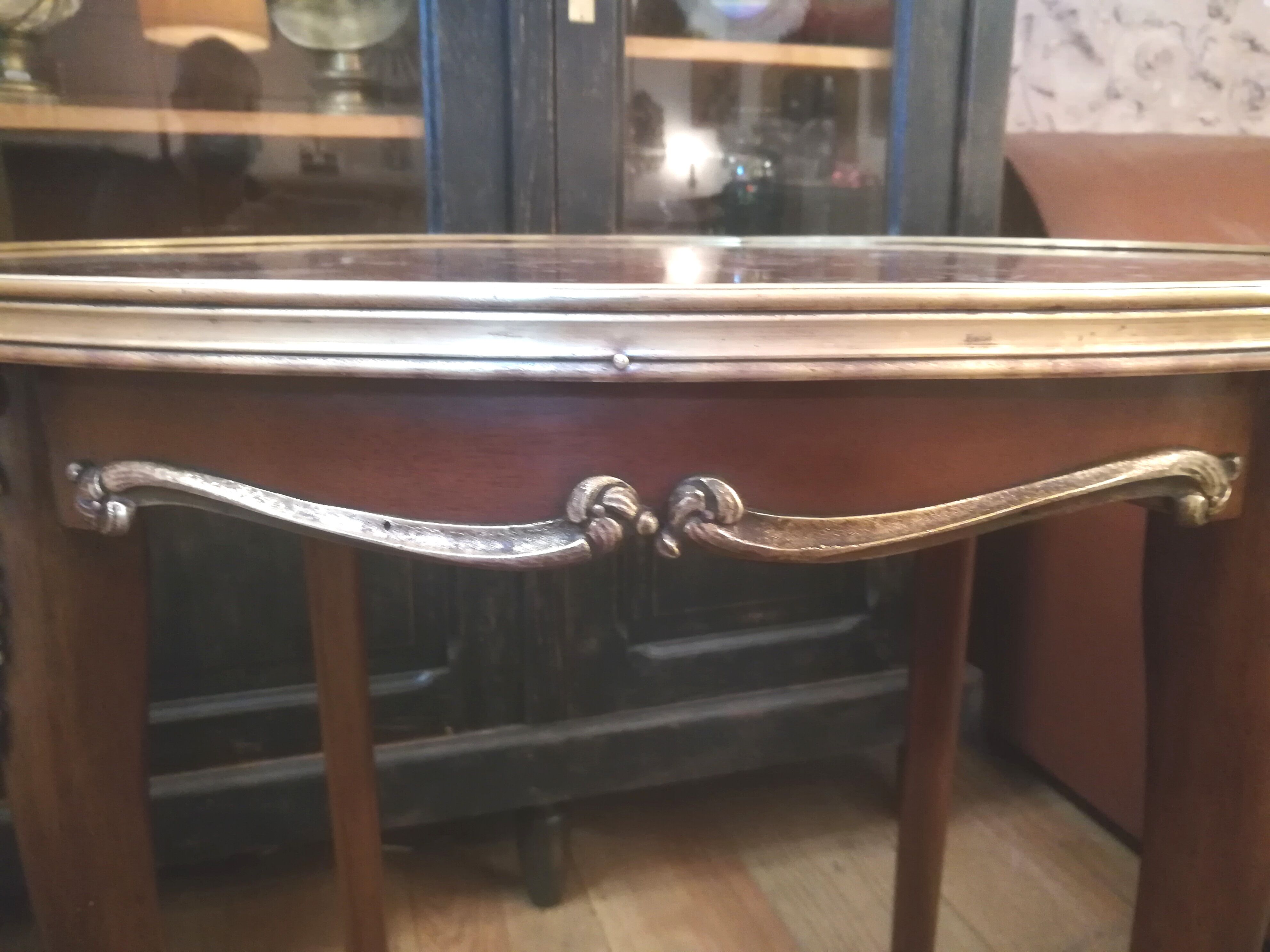 Mahogany and marble side table