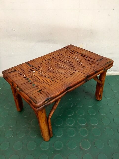 small vintage rattan stool
