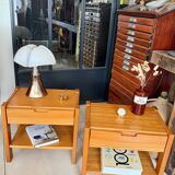 Vintage Simat bedside tables in elm – 1970