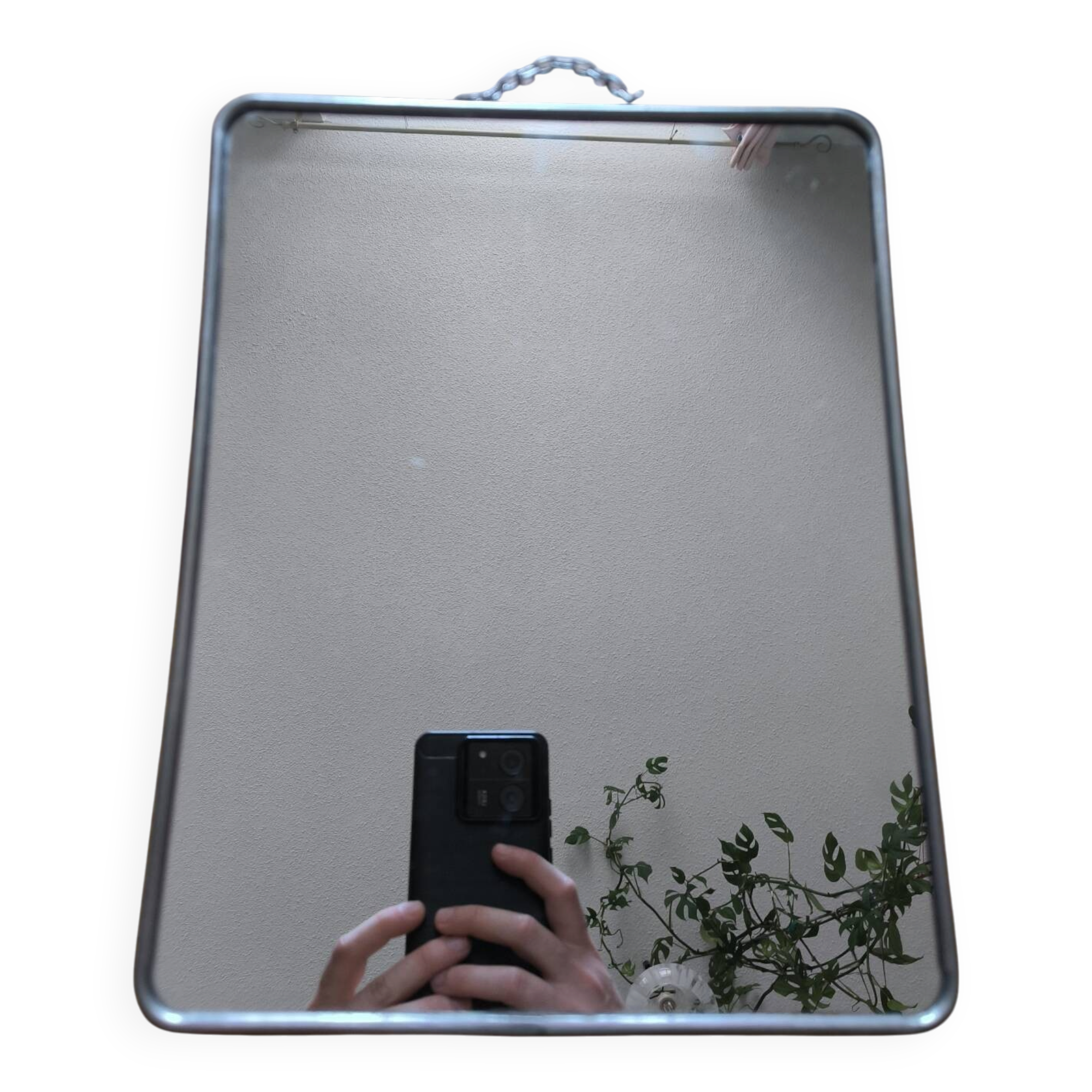 Vintage hanging barber mirror stainless steel