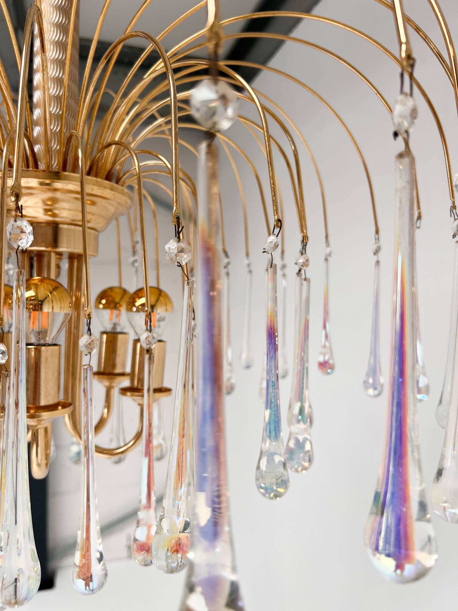 Italian Cascata chandelier with Murano drops, 1970s