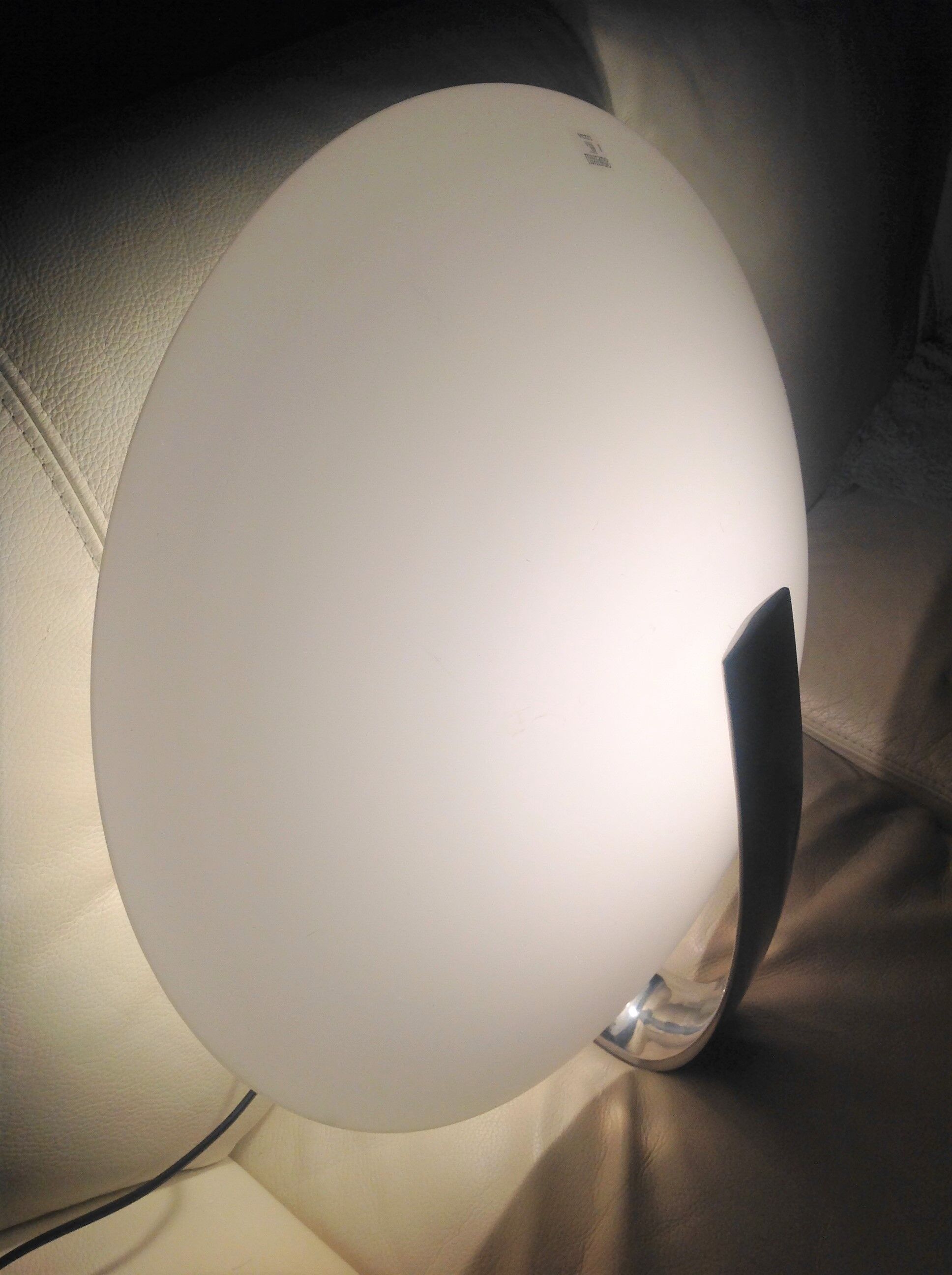 Circular frosted glass wall lamp and aluminum headband by Vetri Murano, vintage 70s-80s