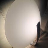 Circular frosted glass wall lamp and aluminum headband by Vetri Murano, vintage 70s-80s