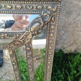 Miroir en cuivre repoussé ancien époque Napoléon III