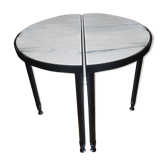 Paire de tables bout de canapé demi-sphère marbre 1970