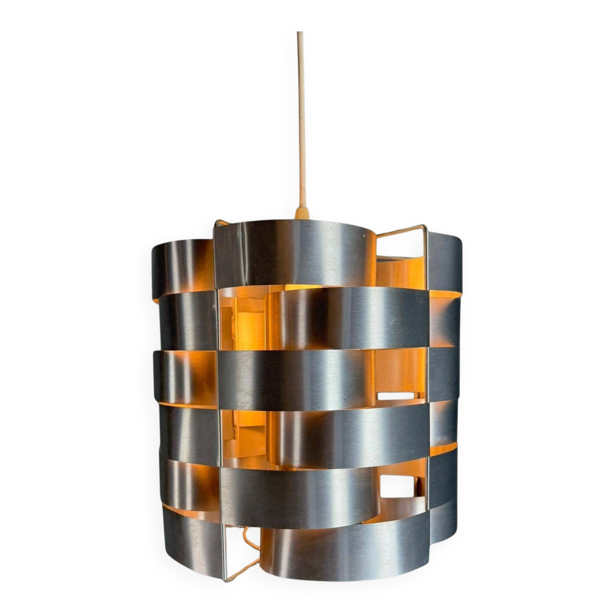 Max Sauze aluminum pendant lamp, mid-century modern, France, 1970s