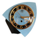 Vintage formica clock silent asymmetrical wall pendulum "MP blue black"