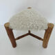 Scandinavian stool "mountain chalet" tripod wood, seat in vintage moumoute