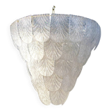 Elegant Italian White Graniglia Petals Murano Glass Chandelier